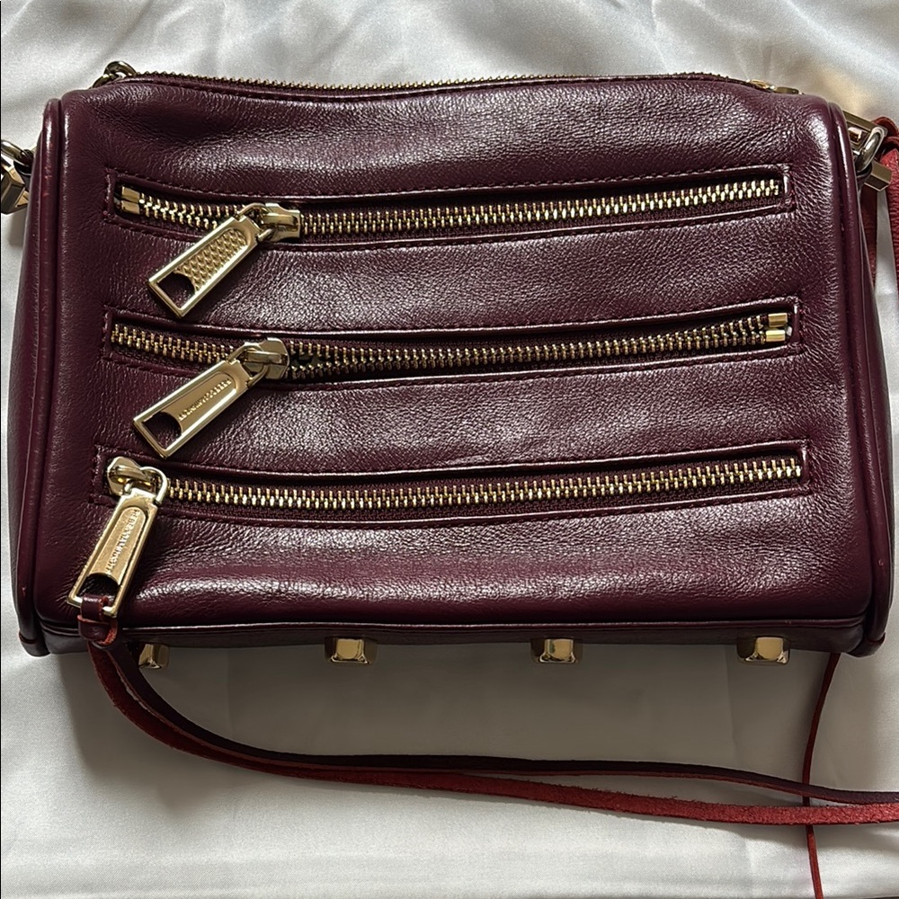 Rebecca Minkoff Crossbody Handbag Burgundy/Gold, 5 Zip Convertible Clutch